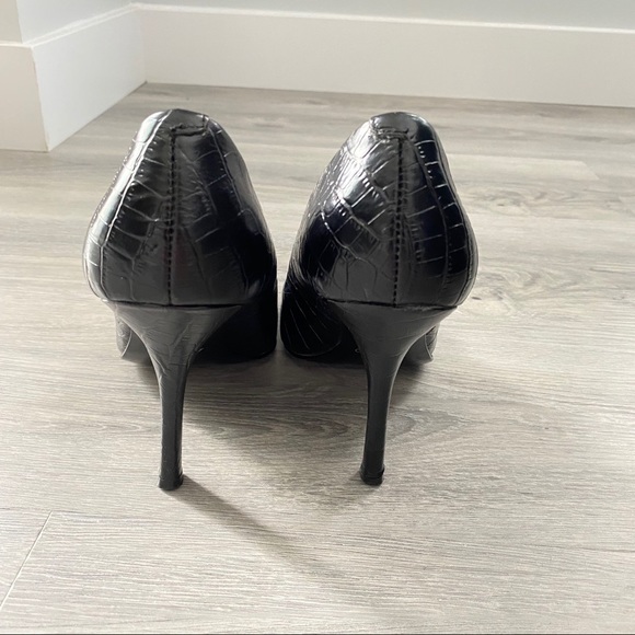 Aldo Pointed Toe Black Pumps Leather Shoes - Picture 4 of 11